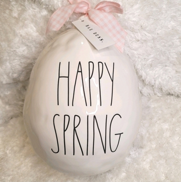 RARE RAE DUNN Gigantic Ceramic Easter, Spring Egg and Happy Easter Egg bundle - Picture 2 of 16